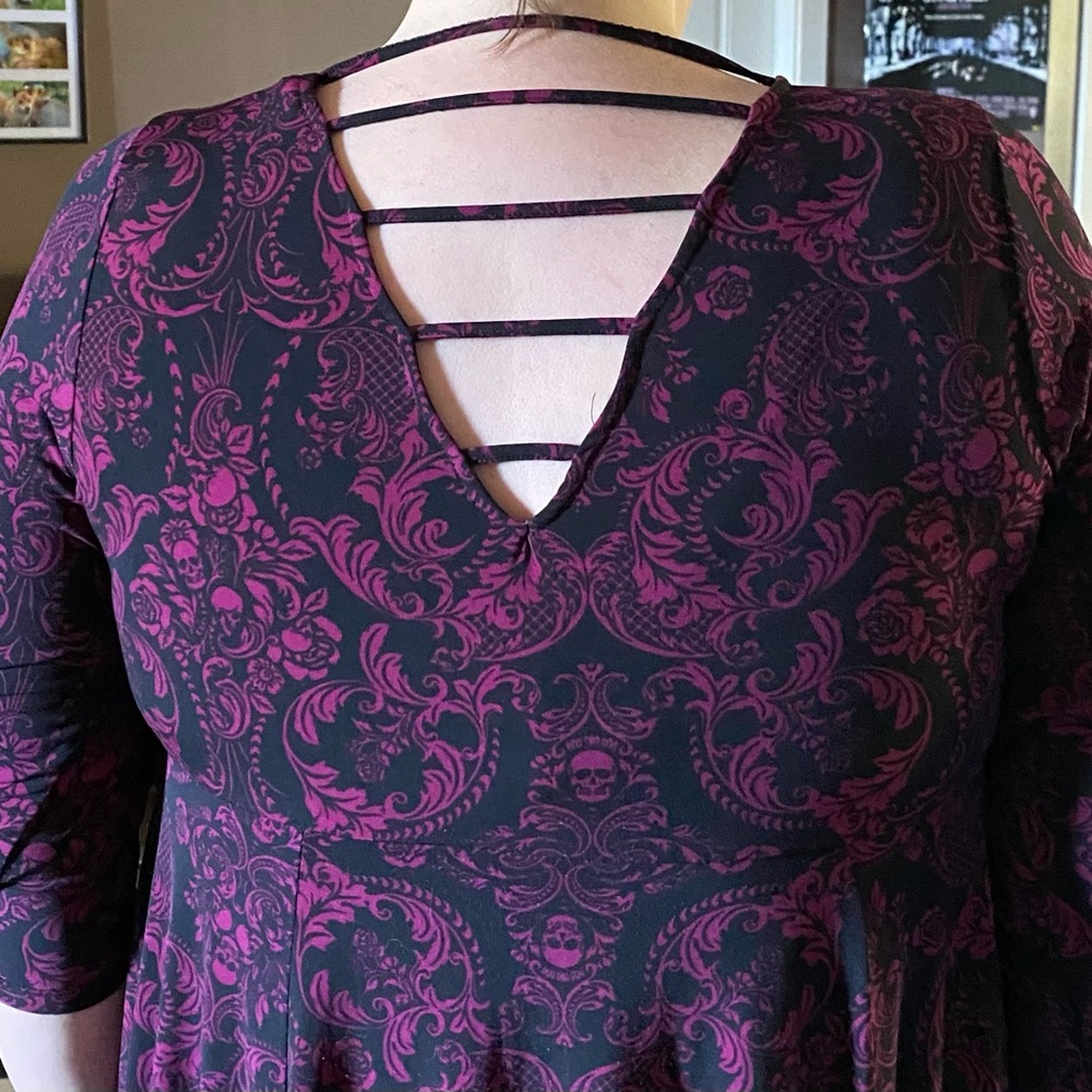 Torrid Black and Purple 3/4 Sleeve Dress - Picture 5 of 5